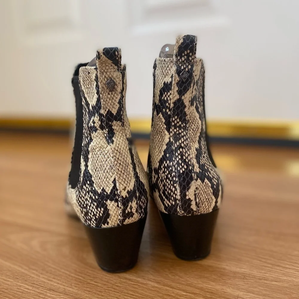 Sam Edelman Reesa Python Snakeskin Cowboy Western Ankle Boots Women’s Size 8